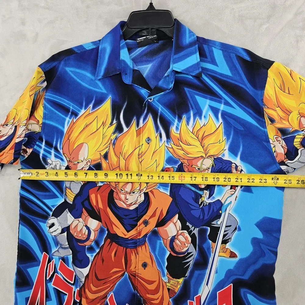 Dragon Ball Z Vintage‎ 2002 Medium Button up Goku Vegeta Jersey Shirt RARE!!